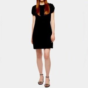 Betsey Johnson Black Short Sleeve Dress Pearl Size 6 LBD Little‎ Black Dress